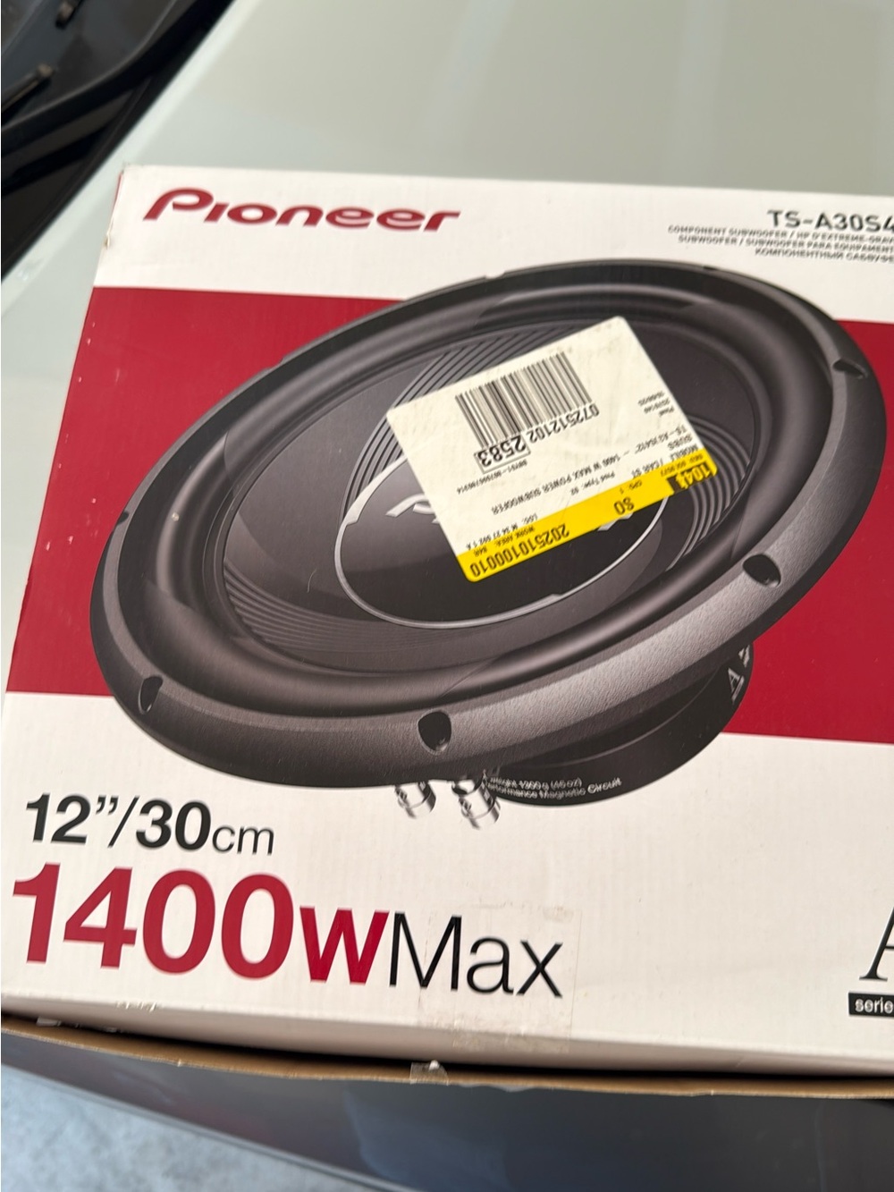 PIONEER Black Subwoofer with Red Branded Box